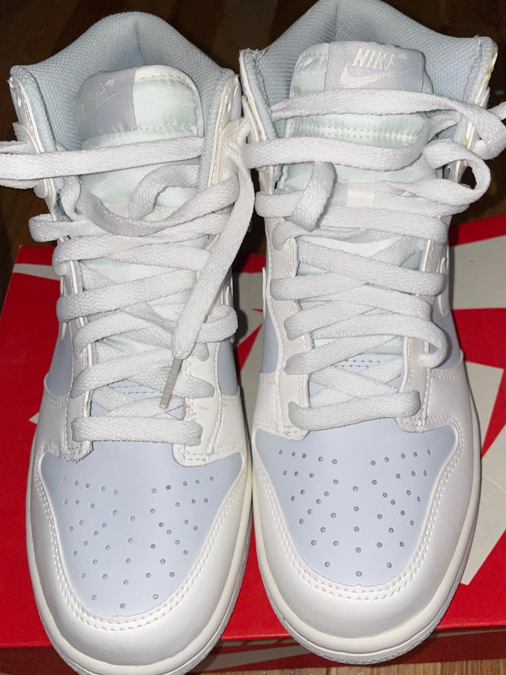 Nike Kids White Light Blue High-Top Sneakers